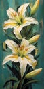 Tropical White Lilies In The Style Of Dmitry Spiros And Lori Earley Royalty Free Stock Photo