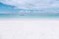 Tropical white sandy beach with blue ocean Mauritius Royalty Free Stock Photo