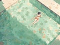 woman holiday top swim summer pool person girl young view water illustration. Generative AI. Royalty Free Stock Photo