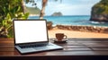 Tropical working remotely ai generated laptop template