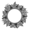 4070 tropics frame, Vector illustration, frame with tropical flowers, pattern in monochrome colors, template, stencil, isolate