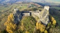 Trosky - aerial drone view of ruin of castle