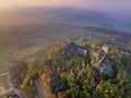 Trosky Castle in Bohemia paradise - Czech republic - aerial view Royalty Free Stock Photo