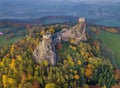 Trosky Castle in Bohemia paradise - Czech republic - aerial view Royalty Free Stock Photo