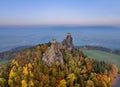 Trosky Castle in Bohemia paradise - Czech republic - aerial view