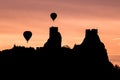 Trosky castle ruin in Bohemian Paradise on aerial photo Royalty Free Stock Photo