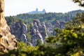 Trosky castle ruins, rock panorama, sandstone rock city