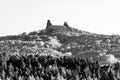 Trosky castle ruins. Two towers of old medieval castle on the hill. Landscape of Bohemian Paradise, Czech: Cesky raj