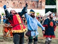 TROSTYANETS, UKRAINE - JUNE 30, 2018: knights tournament festival fight on arena