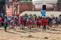 TROSTYANETS, UKRAINE - JUNE 30, 2018: knights tournament festival fight on arena