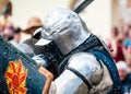 TROSTYANETS, UKRAINE - JUNE 30, 2018: knights tournament festival fight on arena