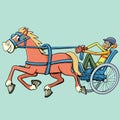 trotting horse pulls a sports carriage