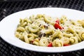 Trottole dish with a light pesto