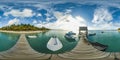 Trou Aux Biches Mauritius sunset 360 panorama on the dock with boats and no people and beautiful sky Royalty Free Stock Photo