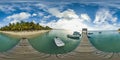 Trou Aux Biches Mauritius sunset 360 panorama on the dock with boats and without people