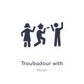 troubadour with kids outline icon. isolated line vector illustration from music collection. editable thin stroke troubadour with