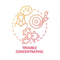 Trouble concentrating red gradient concept icon