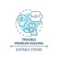 Trouble problem solving turquoise concept icon