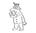 Troubled Man Cartoon Drawing Royalty Free Stock Photo