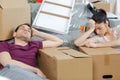 Troubled young couple during move out process Royalty Free Stock Photo