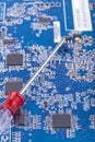 Troubleshooting a circuit board Royalty Free Stock Photo