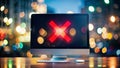 Troubleshooting Computer Errors Visualizing the Red X of Digital Failure with Bokeh Effect A Guide to Identifying and Royalty Free Stock Photo