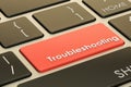 Troubleshooting concept, red hot key on keyboard. 3D rendering Royalty Free Stock Photo