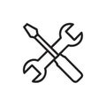 Troubleshooting icon tools icon line art outline vector on a white background, Troubleshoot icon vector art design