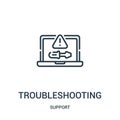 troubleshooting icon vector from support collection. Thin line troubleshooting outline icon vector illustration. Linear symbol for