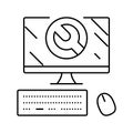 troubleshooting pc repair computer line icon vector illustration