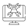 troubleshooting pc repair computer line icon vector illustration Royalty Free Stock Photo