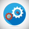 Troubleshooting Symbol Gears Icon on Stylish Royalty Free Stock Photo