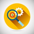 Troubleshooting Symbol Magnifying Glass and Gears Royalty Free Stock Photo