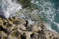 Troughs and holes in the rock eroded by water Royalty Free Stock Photo