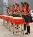 Troupe of Chinese girl drummers