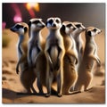 A troupe of meerkats standing in a circle, watching a New Years Eve firework display in the desert4