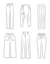 Set of vector different women trousers