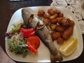 Trout with baked potatoes in a nice restaurant in Krakow Royalty Free Stock Photo