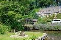 Trout farm garden and Swan Hotel, Bibury. Royalty Free Stock Photo