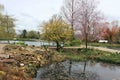 Trout farm in a rural english tourist village landscape