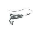 Trout fish and lure vector design