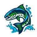 Trout Fish Mascot Jumping Out Water Royalty Free Stock Photo