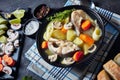 Trout fish soup in a bowl, close-up Royalty Free Stock Photo