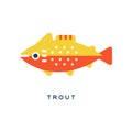 Trout, freshwater fish geometric flat style design vector Illustration Royalty Free Stock Photo