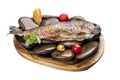 Trout fried on stones on  white background Royalty Free Stock Photo