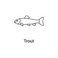 trout icon. Element of marine life for mobile concept and web apps. Thin line trout icon can be used for web and mobile. Premium i