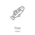 trout icon vector from fishing collection. Thin line trout outline icon vector illustration. Linear symbol for use on web and