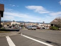 A street in dowtown Troundale in Oregon on a sunny day