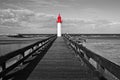 Trouville lighthouse, red selective color, Normandy France