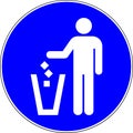 Trow garbage allowed blue sign Royalty Free Stock Photo